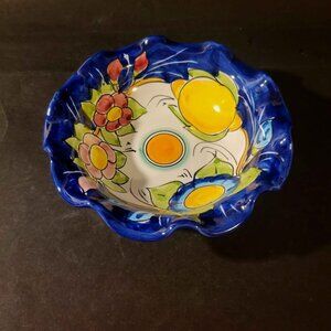 Hand-painted Mexican Pottery Bowl, Talavera Style